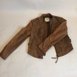 Real leather cropped jacket